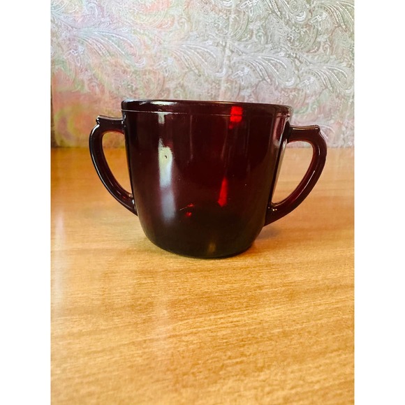 Vintage Royal Ruby glass open sugar dish by Anchor Hocking - Picture 6 of 10